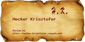 Hecker Krisztofer névjegykártya